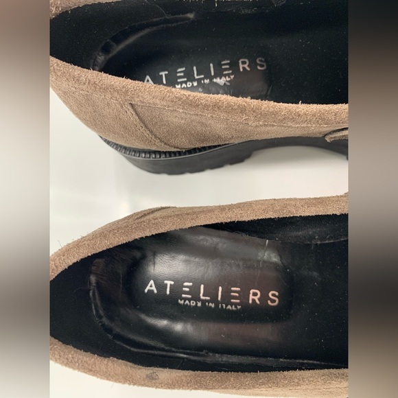 Ateliers Kai Tan Suede Loafers Sz 37 (US 7) Unique Toggle Black Lug Sole Italian - Picture 5 of 15
